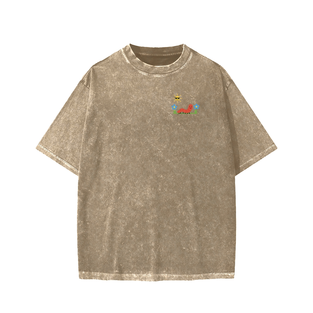 Ketamine Horse Funny Children's Drawings Front And Back Printing Washed T-shirt