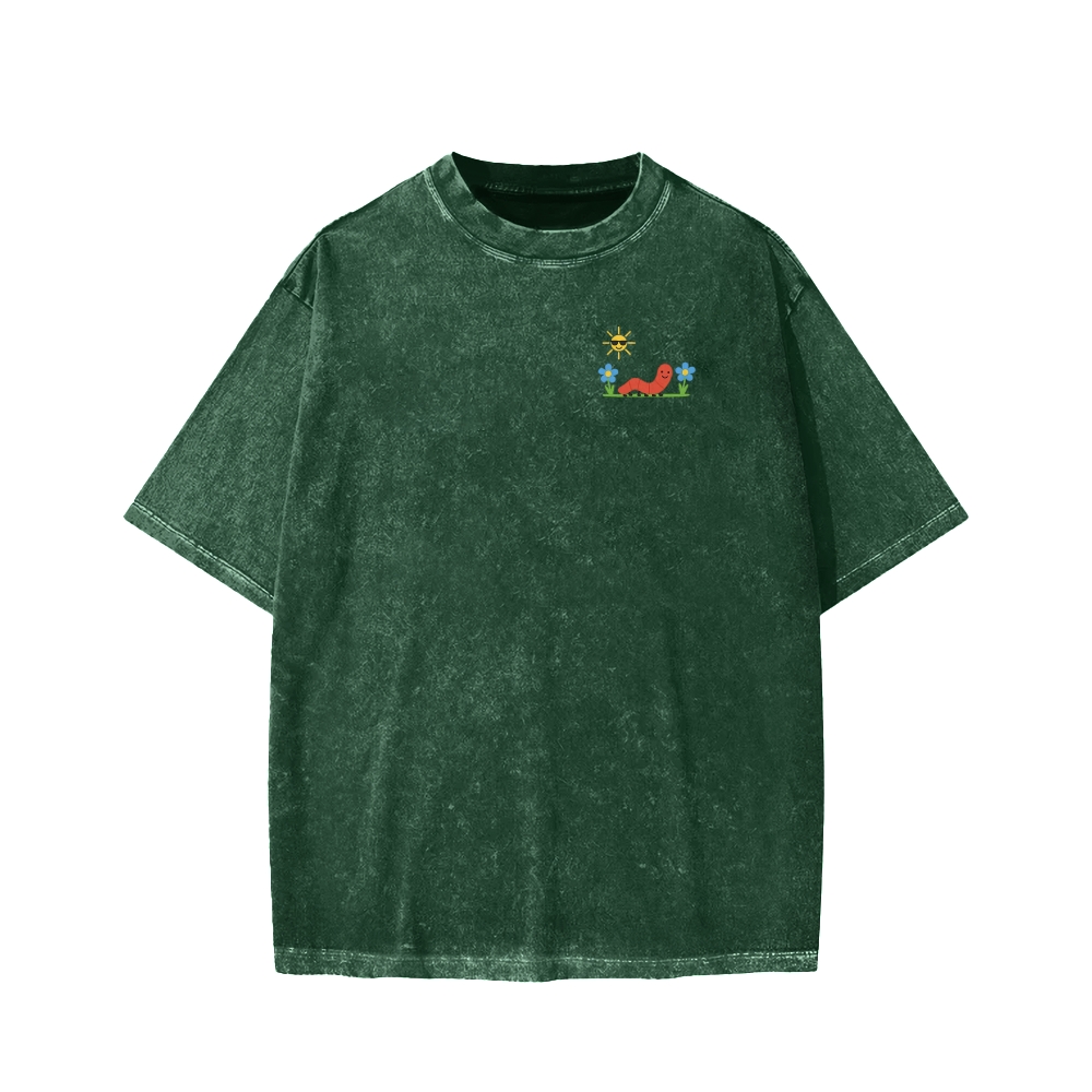 Ketamine Horse Funny Children's Drawings Front And Back Printing Washed T-shirt