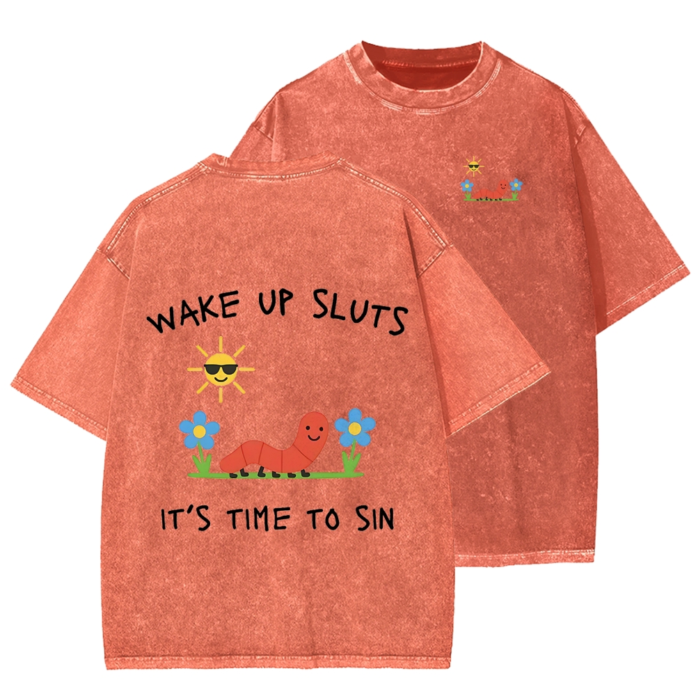 Ketamine Horse Funny Children's Drawings Front And Back Printing Washed T-shirt