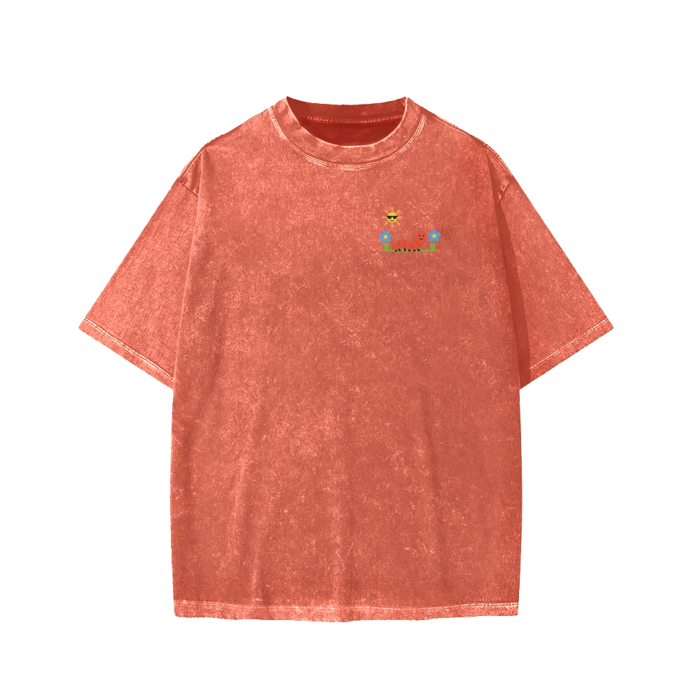 Ketamine Horse Funny Children's Drawings Front And Back Printing Washed T-shirt