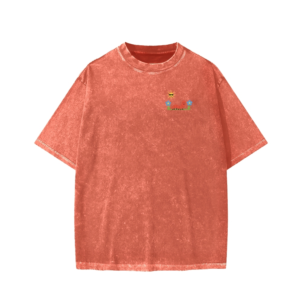 Ketamine Horse Funny Children's Drawings Front And Back Printing Washed T-shirt