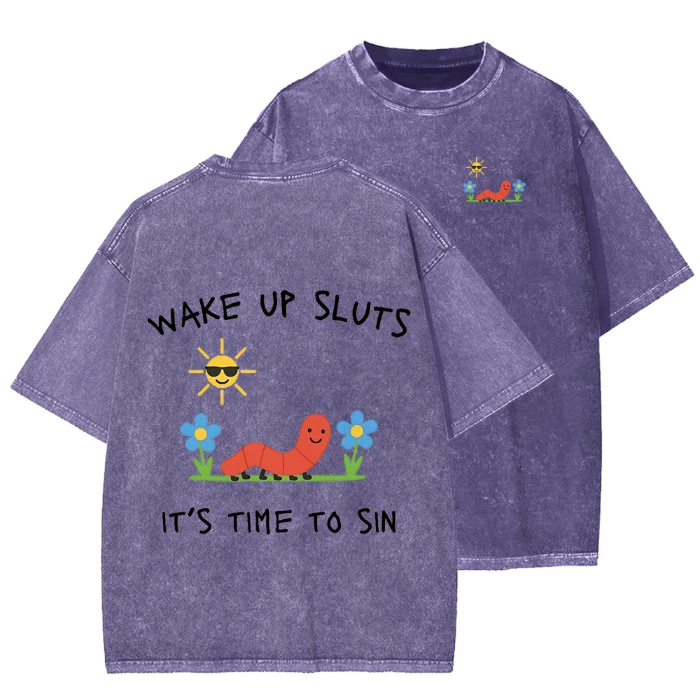 Ketamine Horse Funny Children's Drawings Front And Back Printing Washed T-shirt
