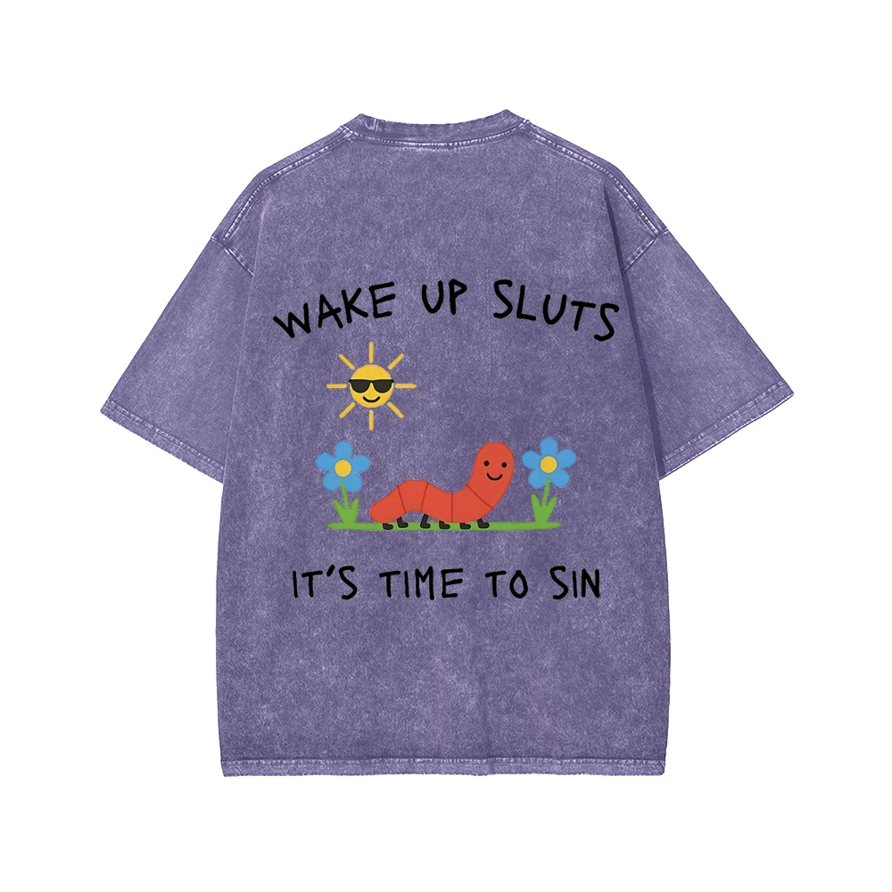Ketamine Horse Funny Children's Drawings Front And Back Printing Washed T-shirt