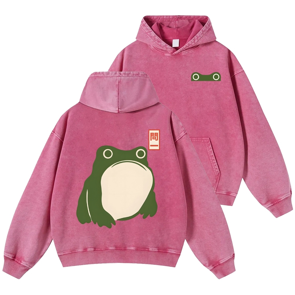 Frog Vintage Washed Cotton Back Art Hoodie