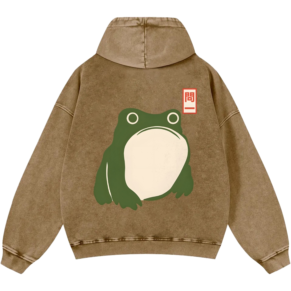 Frog Vintage Washed Cotton Back Art Hoodie