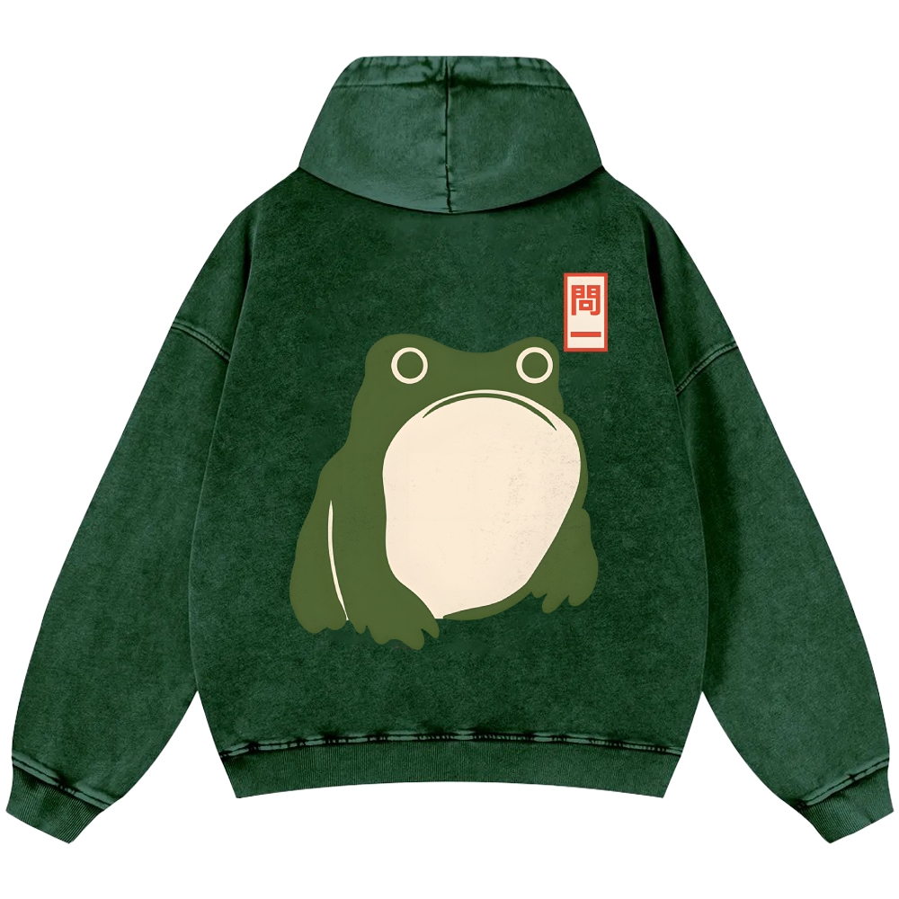 Frog Vintage Washed Cotton Back Art Hoodie