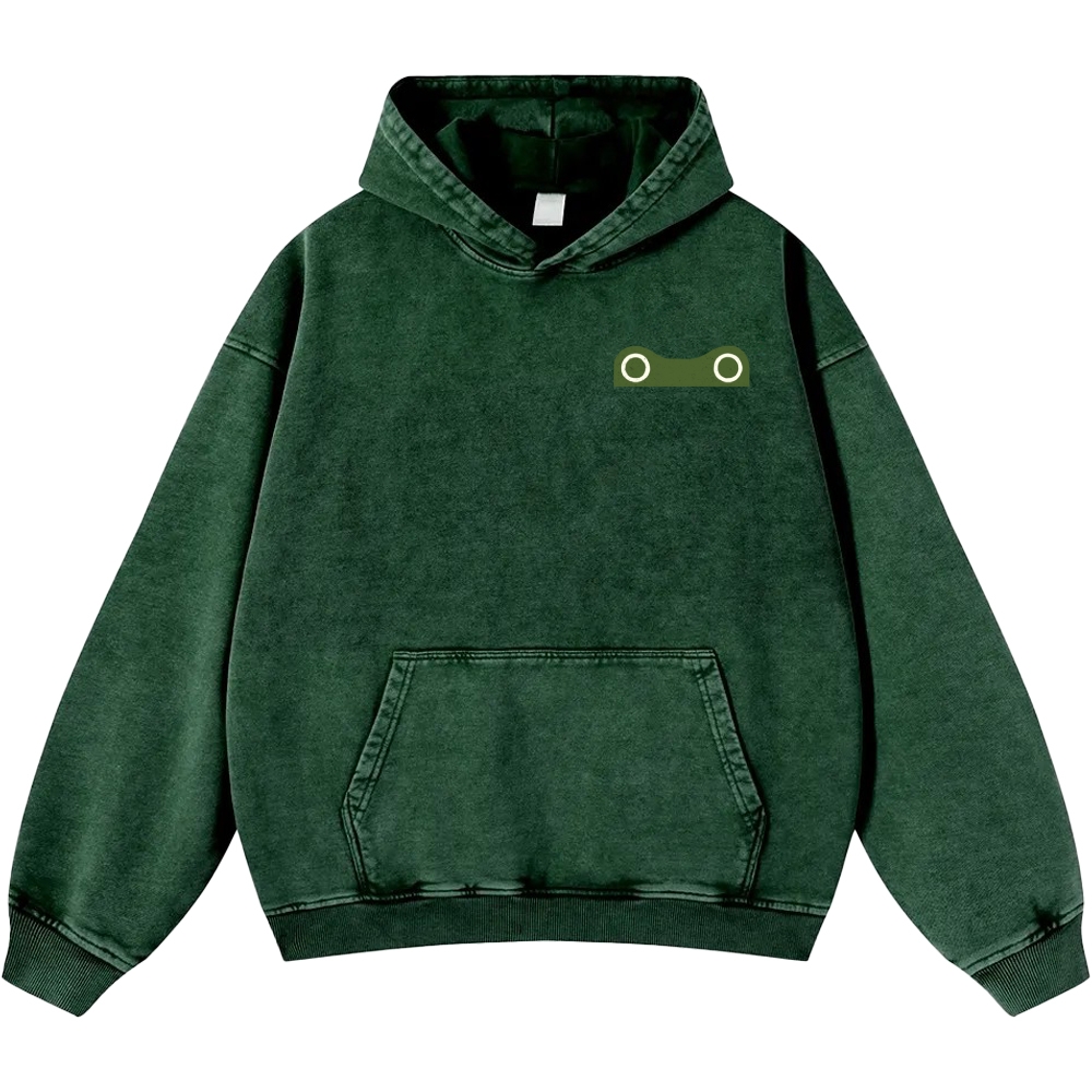 Frog Vintage Washed Cotton Back Art Hoodie