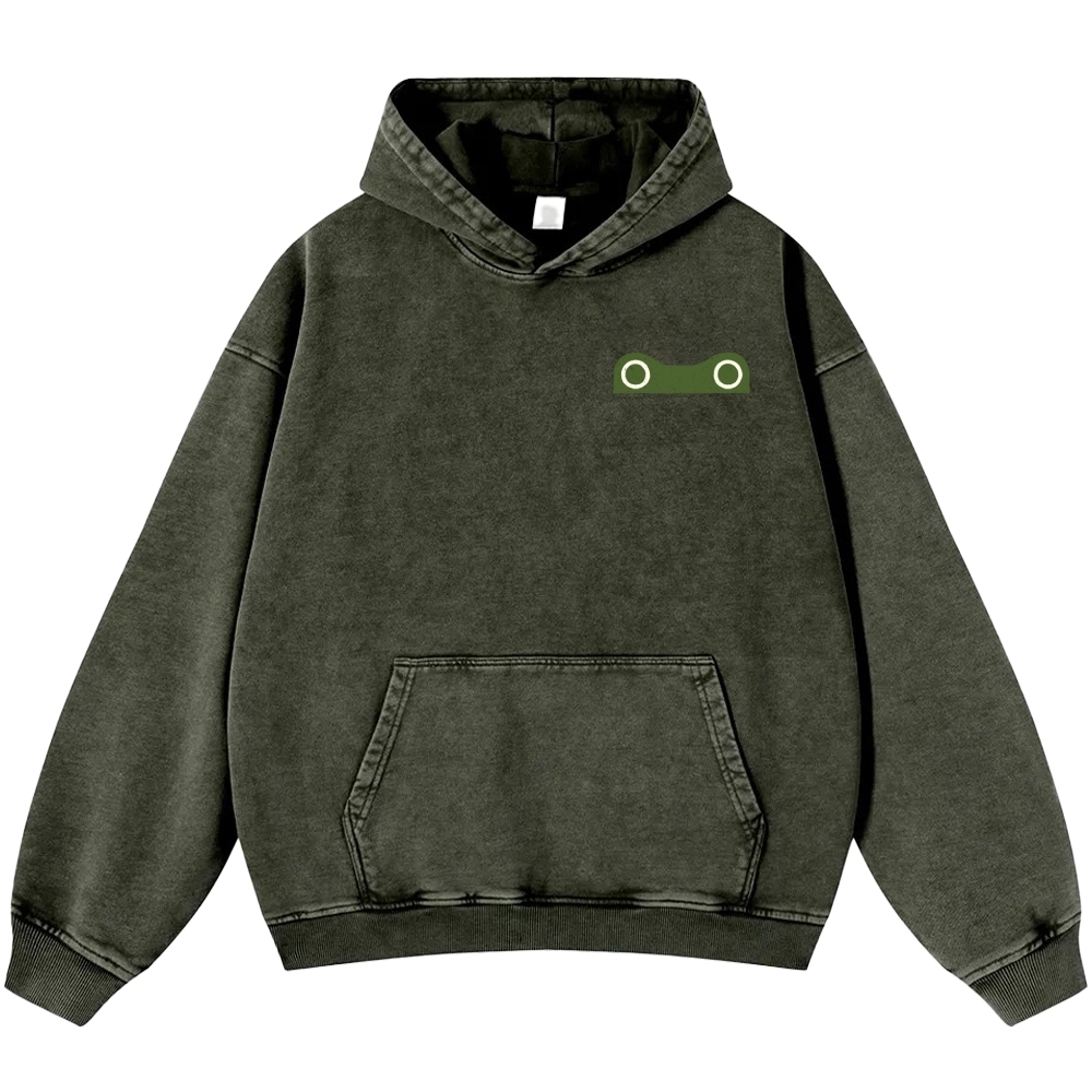 Frog Vintage Washed Cotton Back Art Hoodie