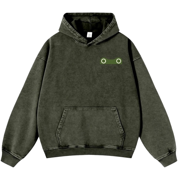 Frog Vintage Washed Cotton Back Art Hoodie