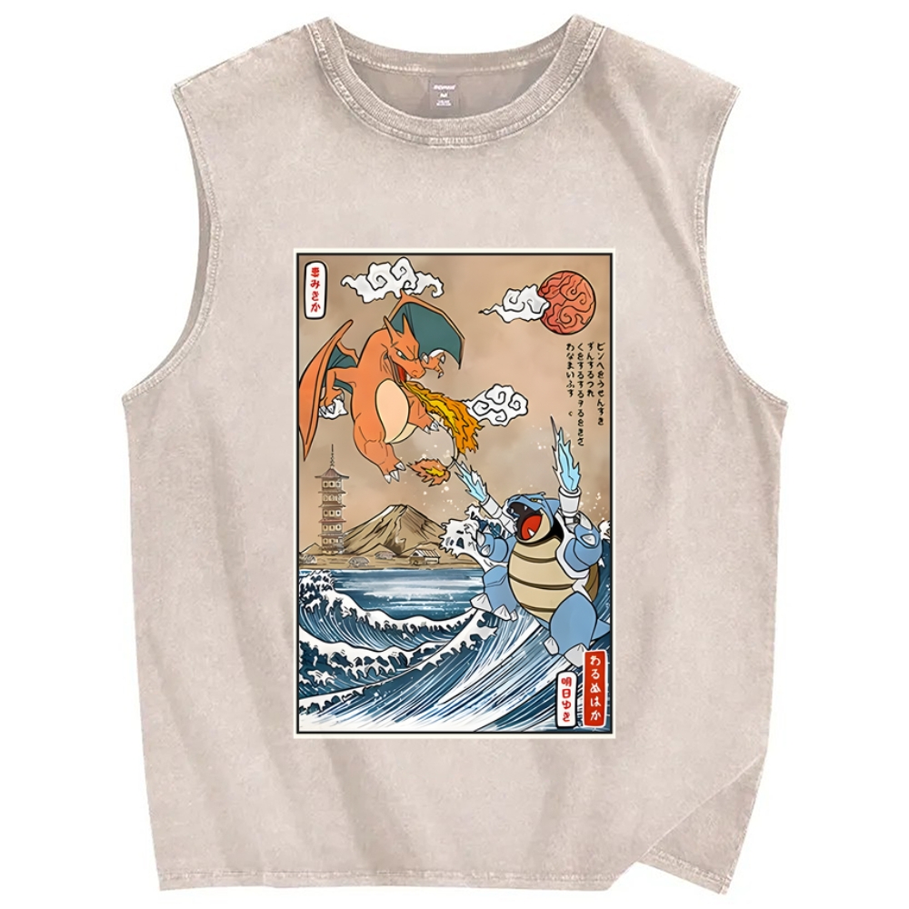 Japanese Ukiyo-e style anime painting Vintage Distressed Washed Tank Top