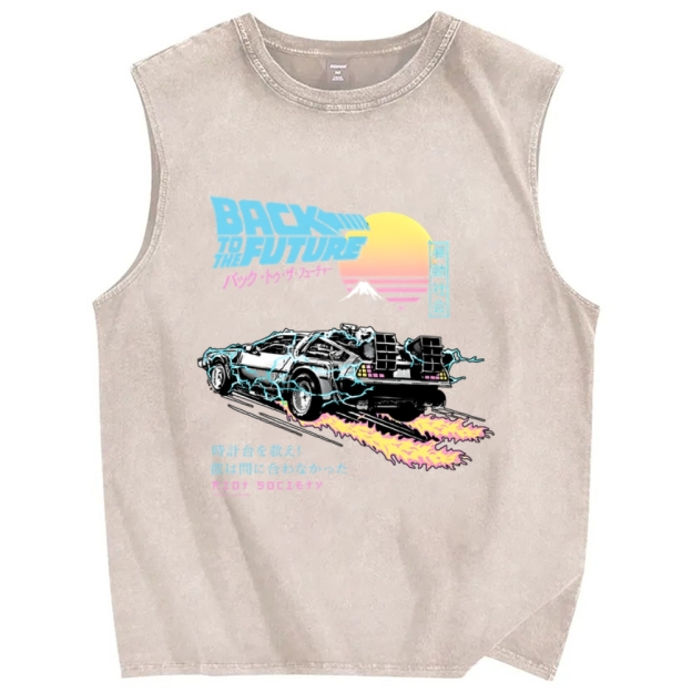 Back to the Future Kanji Vintage Distressed Washed Tank Top