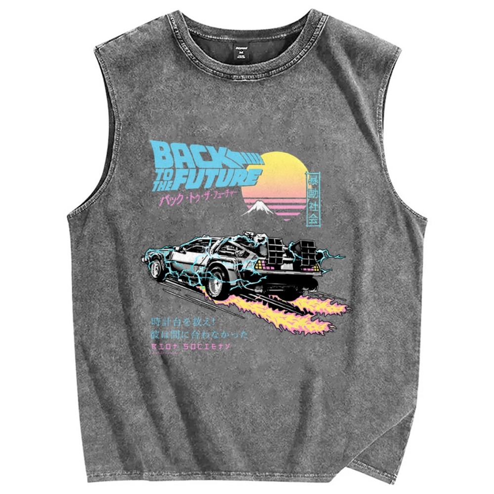 Back to the Future Kanji Vintage Distressed Washed Tank Top