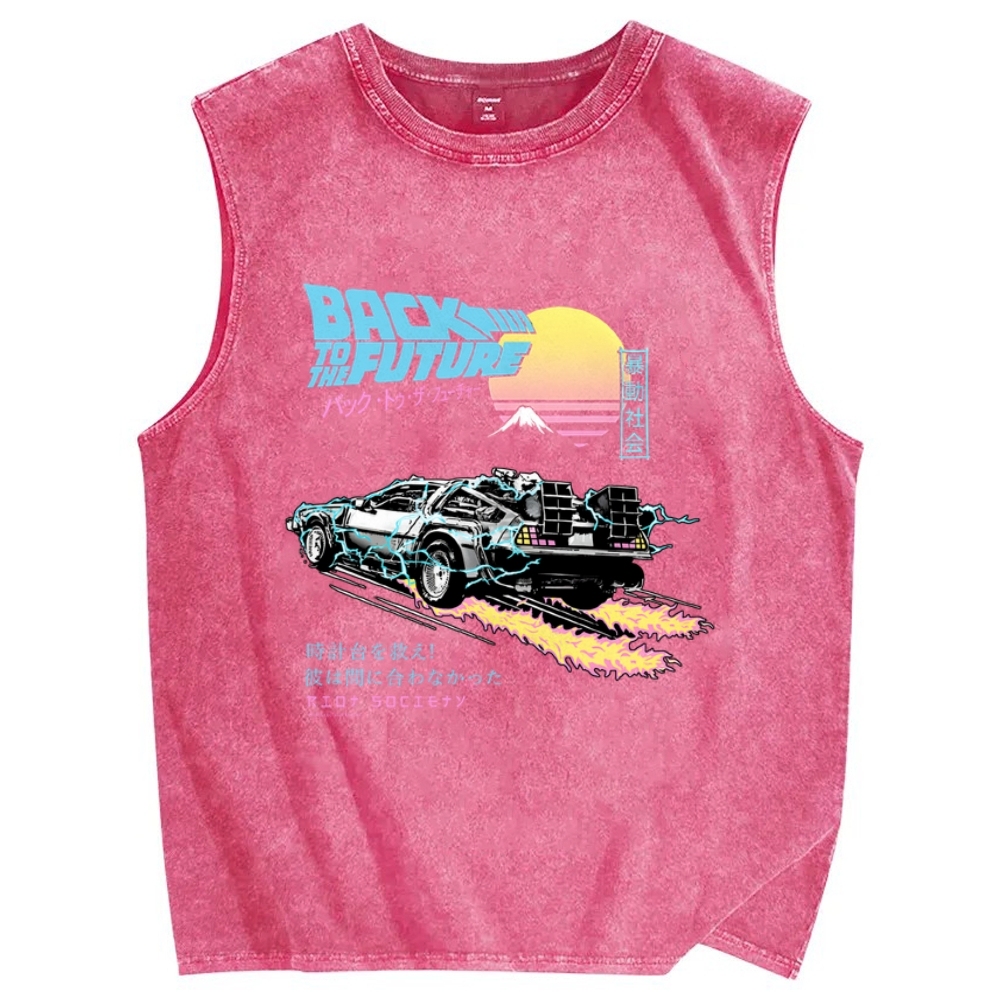 Back to the Future Kanji Vintage Distressed Washed Tank Top
