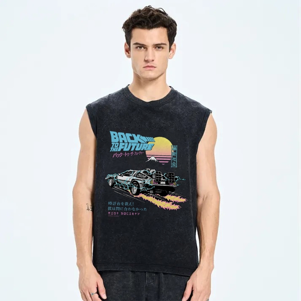 Back to the Future Kanji Vintage Distressed Washed Tank Top