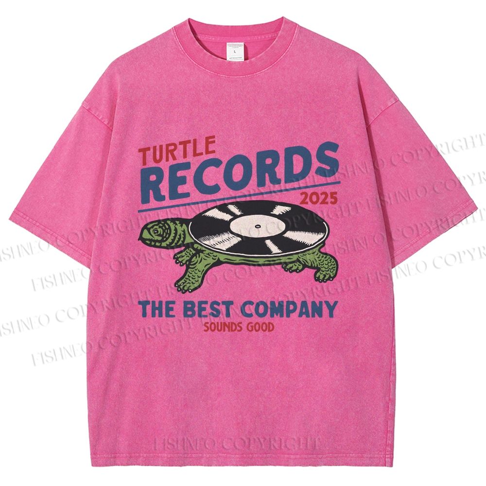 Unisex Turtle Records Printed Washed Tee
