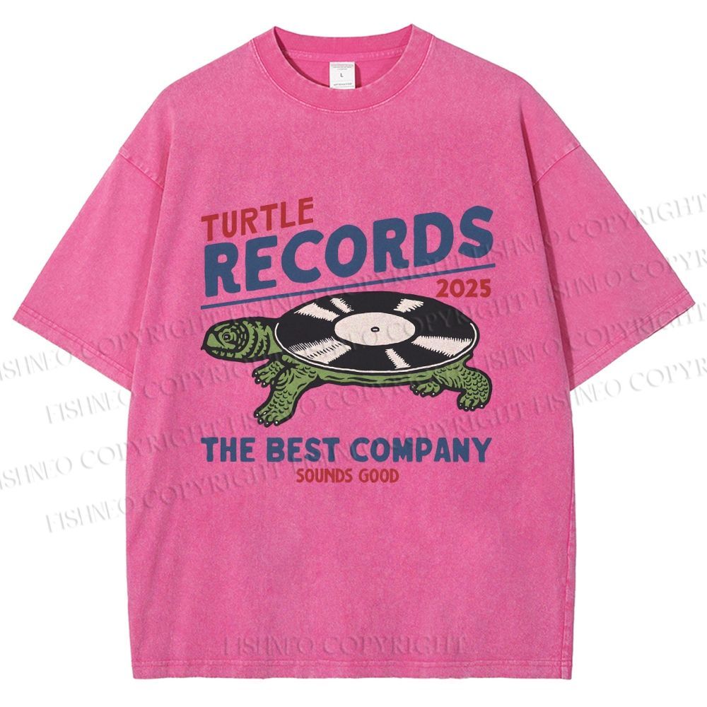 Unisex Turtle Records Printed Washed Tee