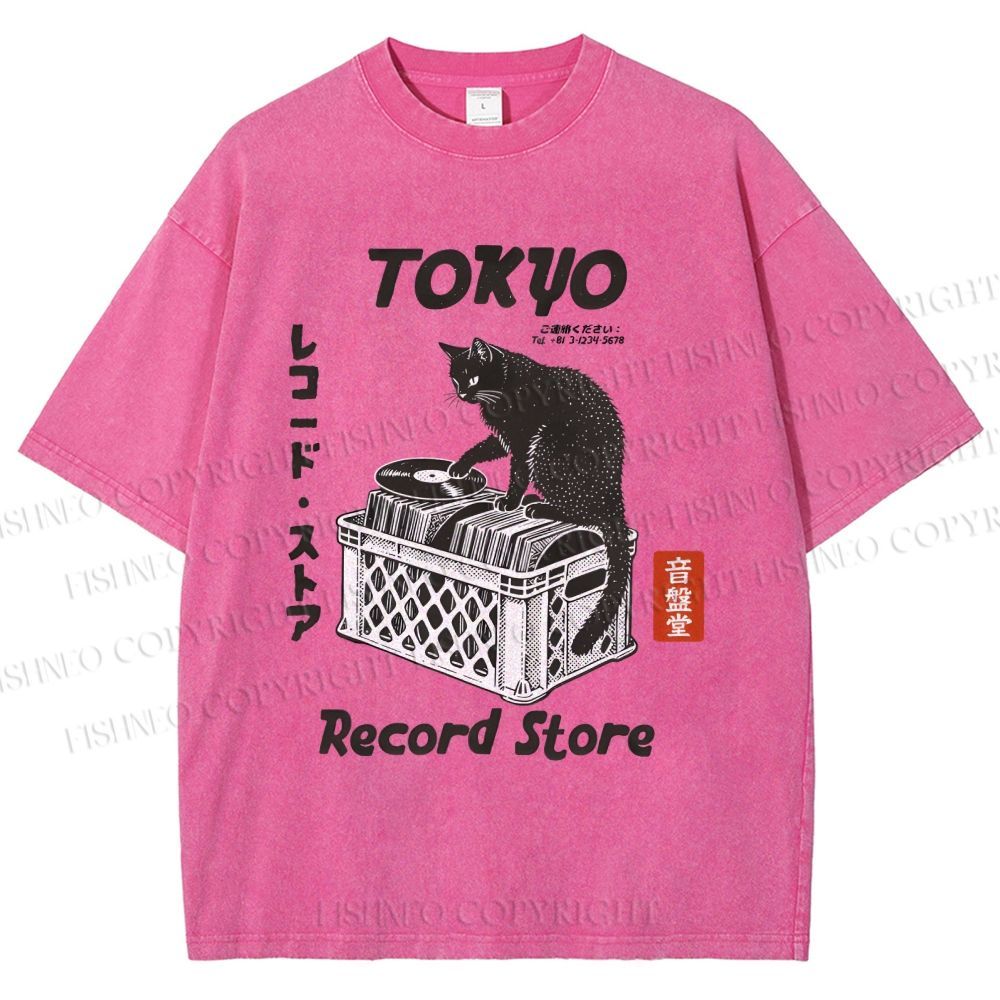 Unisex Tokyo Record Store Printed Washed Tee