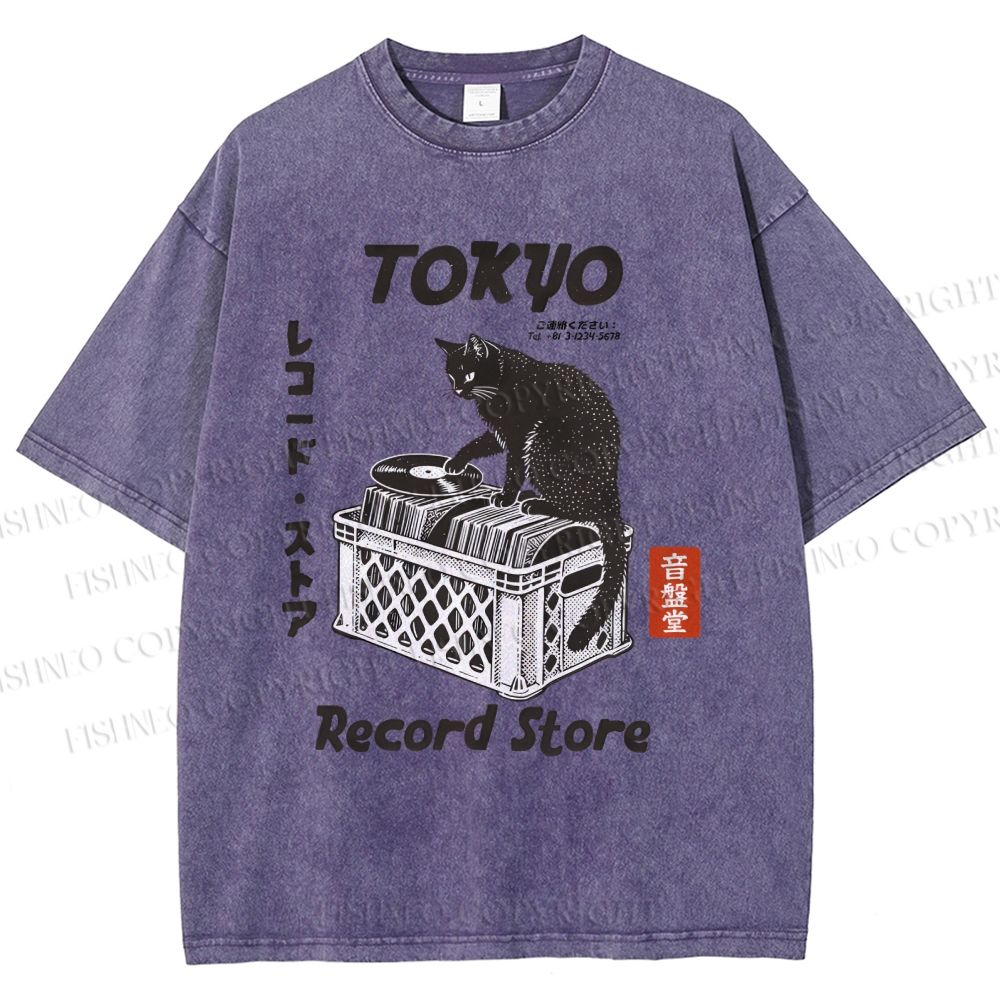 Unisex Tokyo Record Store Printed Washed Tee