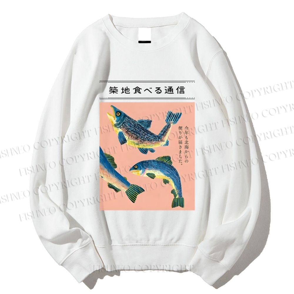 Unisex Tsukiji Fish Printed Sweatshirt