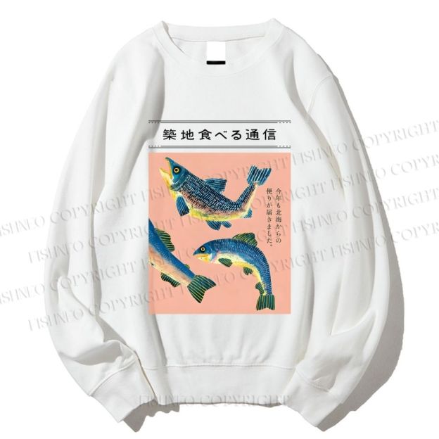Unisex Tsukiji Fish Printed Sweatshirt