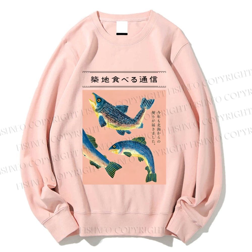 Unisex Tsukiji Fish Printed Sweatshirt