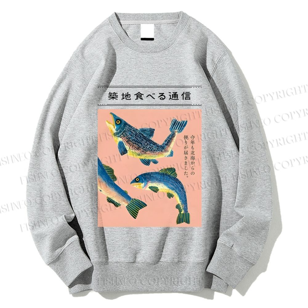 Unisex Tsukiji Fish Printed Sweatshirt