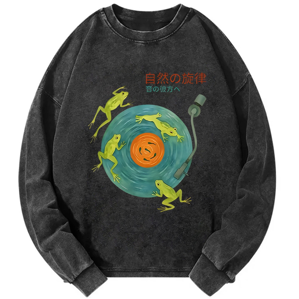 Frog Natural Melody Art Record Washed Sweatshirt