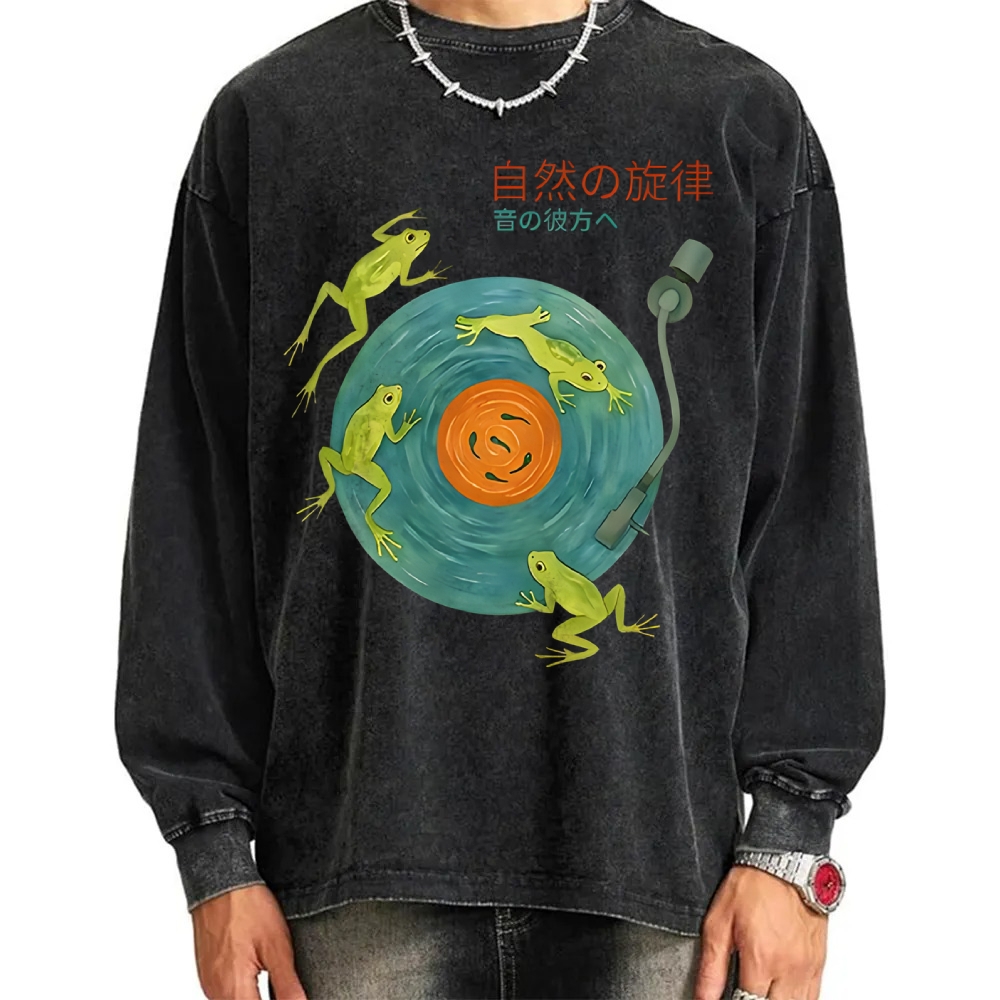 Frog Natural Melody Art Record Washed Sweatshirt