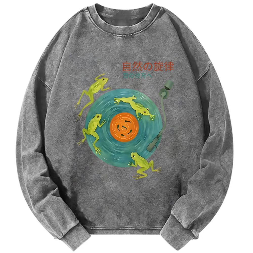 Frog Natural Melody Art Record Washed Sweatshirt