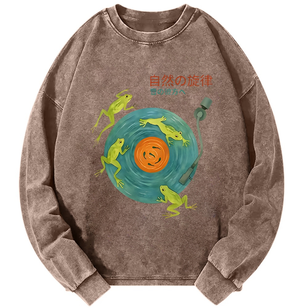 Frog Natural Melody Art Record Washed Sweatshirt