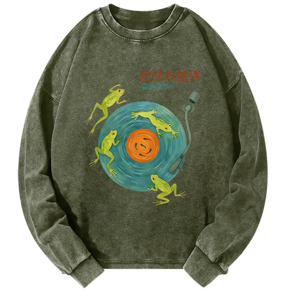 Frog Natural Melody Art Record Washed Sweatshirt