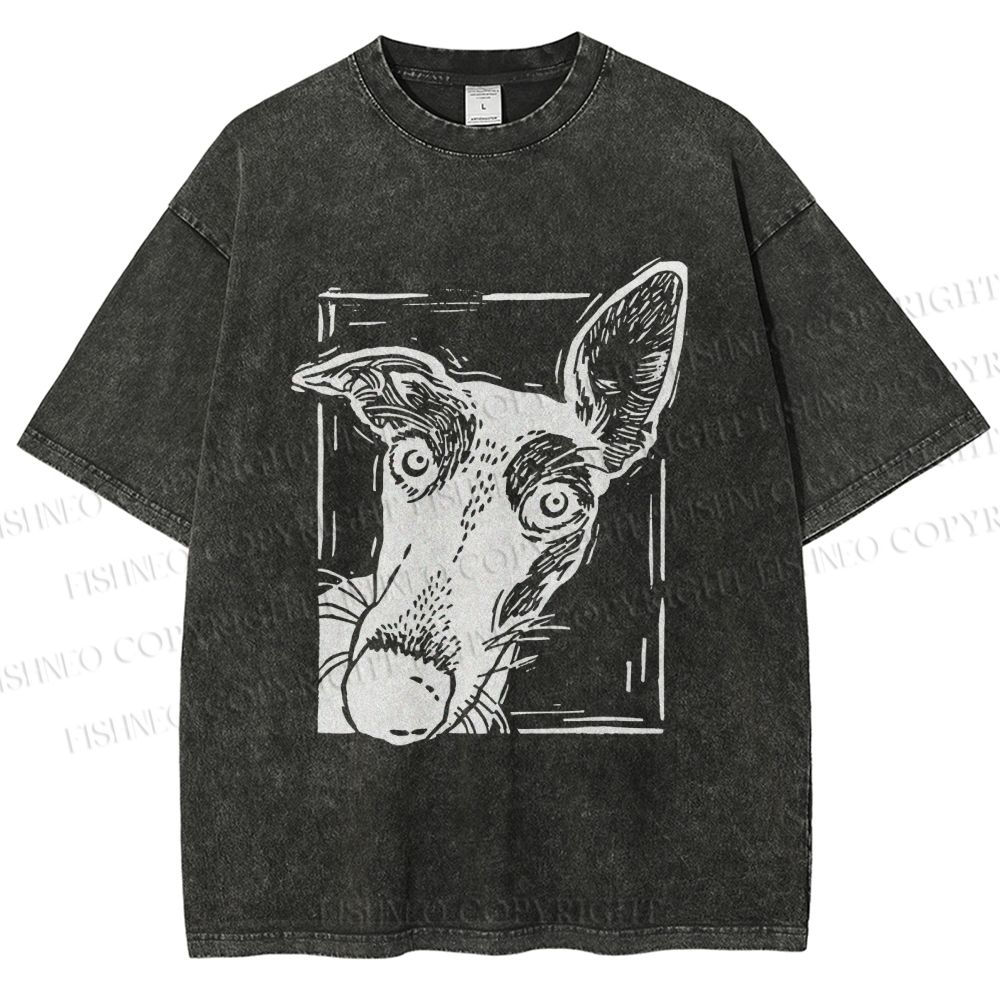 Unisex Big Dog Printed Washed Tee