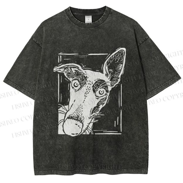 Unisex Big Dog Printed Washed Tee