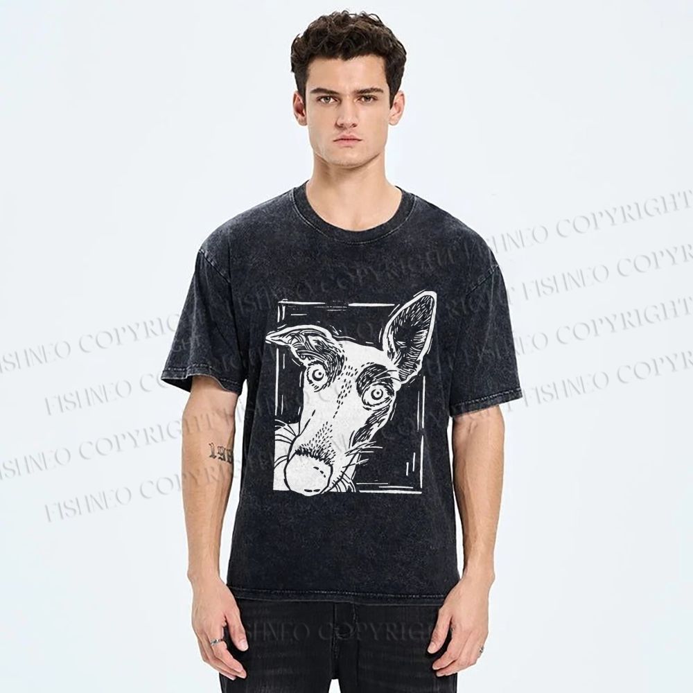 Unisex Big Dog Printed Washed Tee