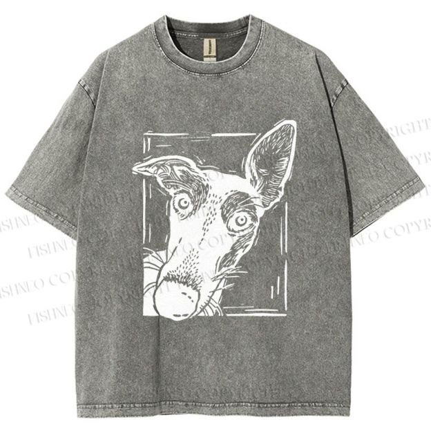 Unisex Big Dog Printed Washed Tee