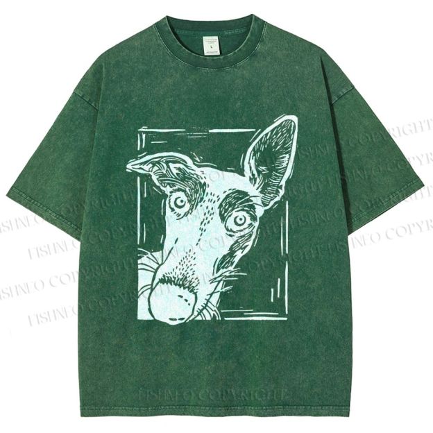 Unisex Big Dog Printed Washed Tee
