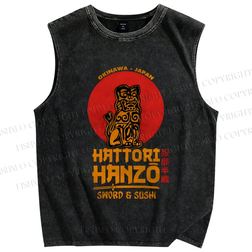 Unisex Hattori Hanzo Printed Washed Tank Top