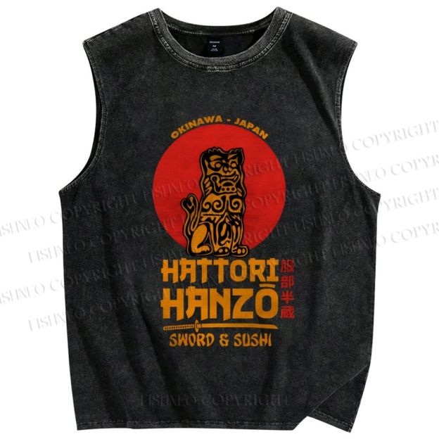 Unisex Hattori Hanzo Printed Washed Tank Top