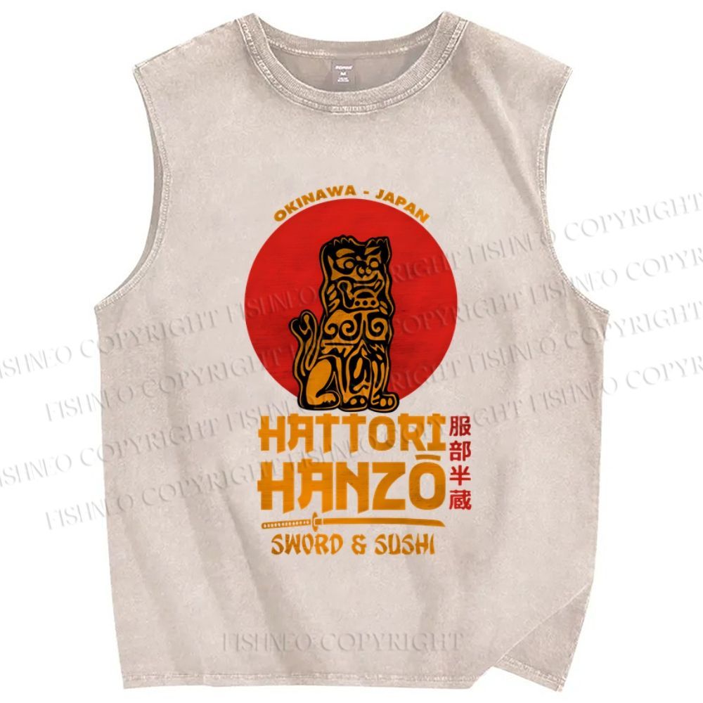 Unisex Hattori Hanzo Printed Washed Tank Top