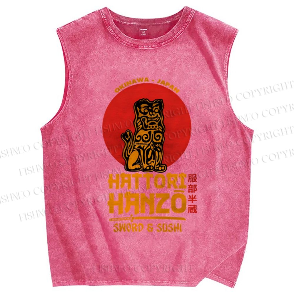 Unisex Hattori Hanzo Printed Washed Tank Top