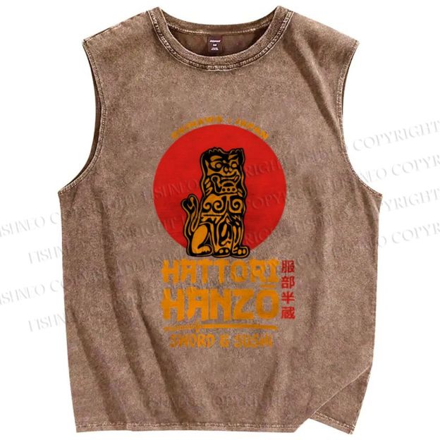 Unisex Hattori Hanzo Printed Washed Tank Top