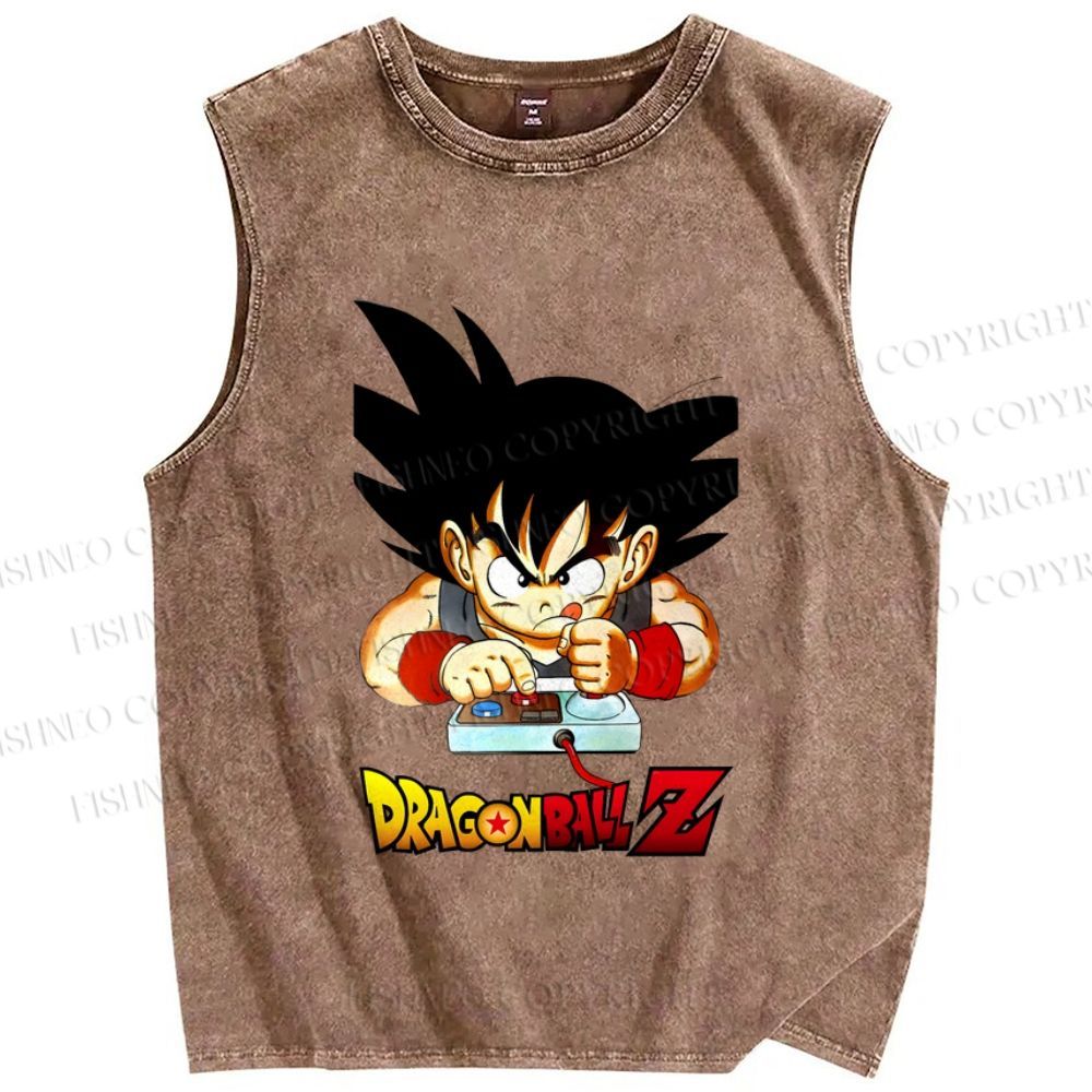 Unisex Dragon Ball Goku Printed Washed Tank Top