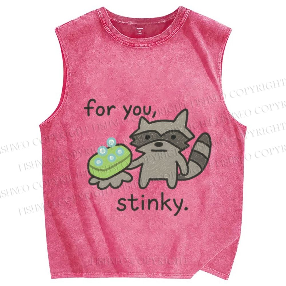 Unisex Raccoon For you Stinky Printed Washed Tank Top