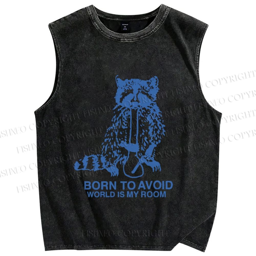 Unisex Born to Avoid Printed Washed Tank Top