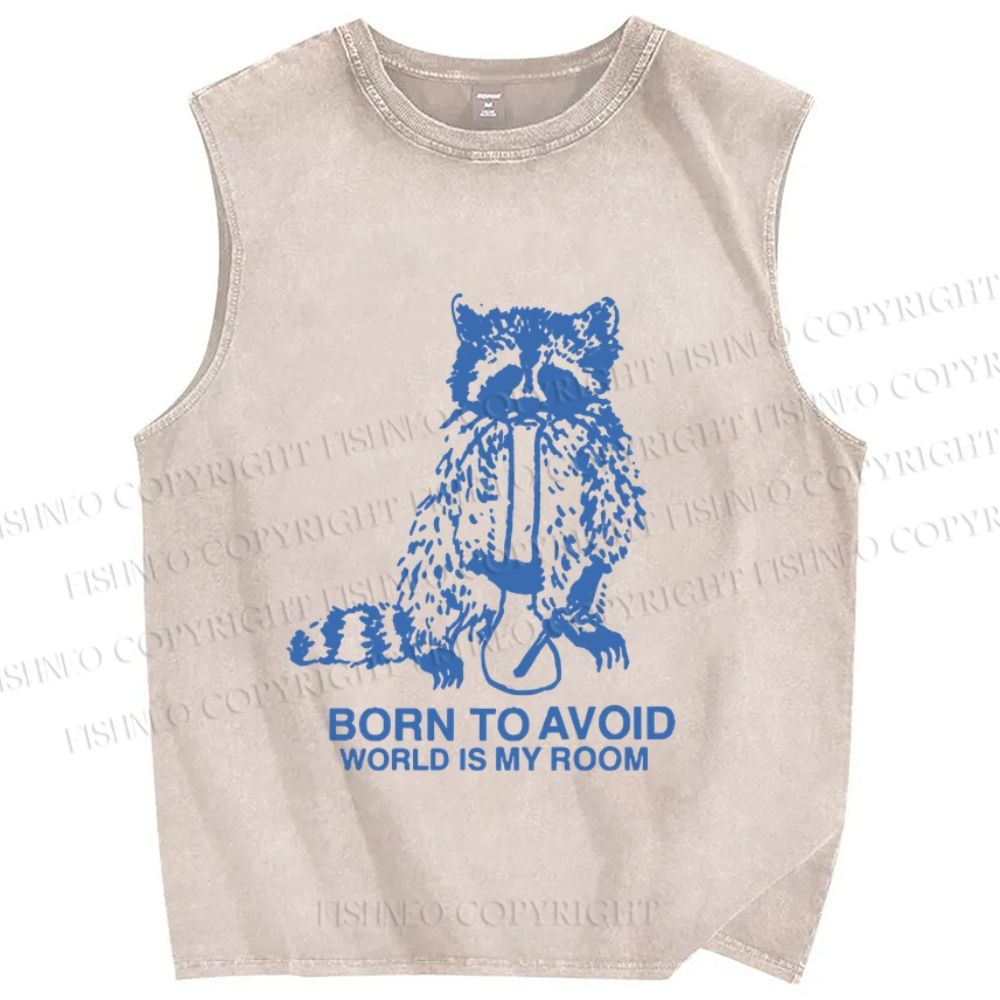 Unisex Born to Avoid Printed Washed Tank Top