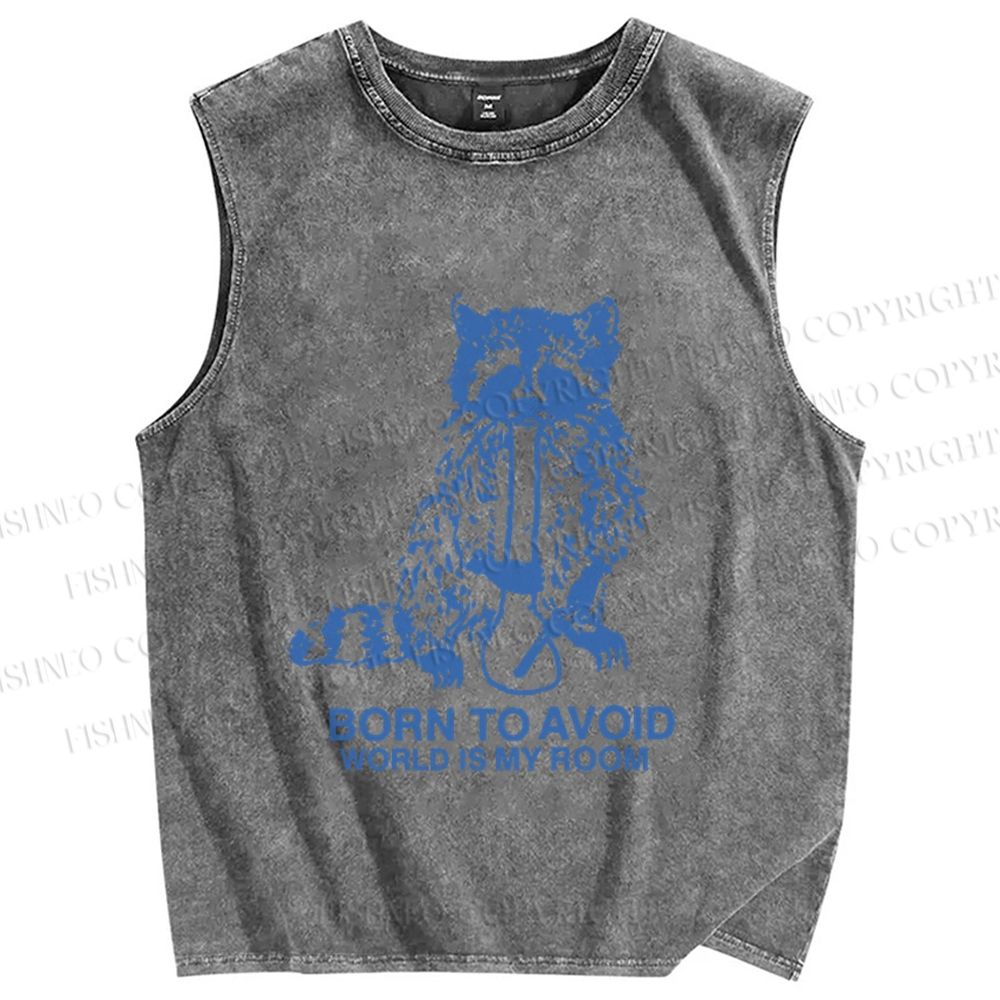 Unisex Born to Avoid Printed Washed Tank Top