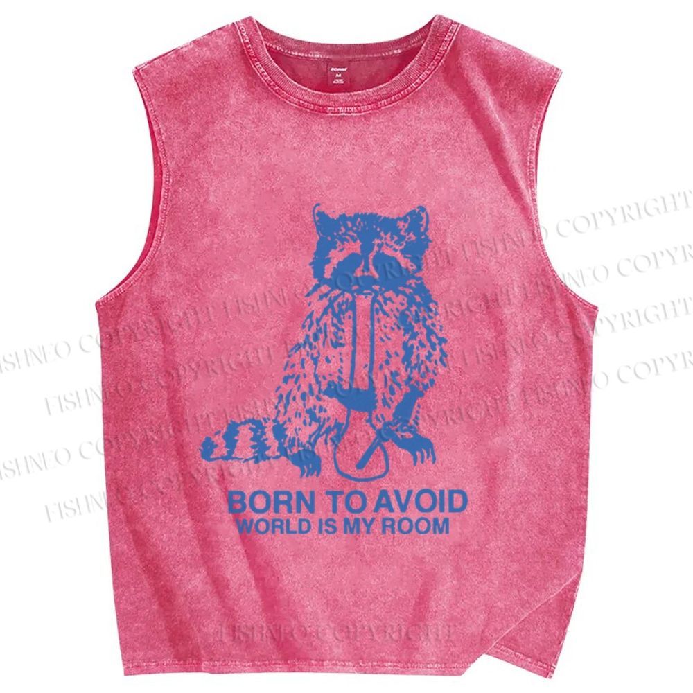 Unisex Born to Avoid Printed Washed Tank Top
