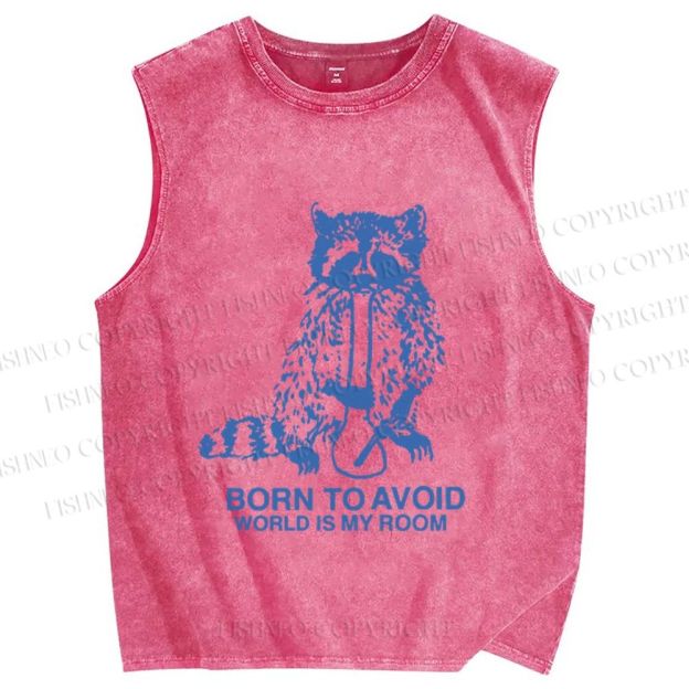 Unisex Born to Avoid Printed Washed Tank Top