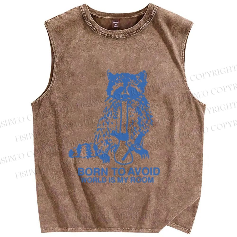 Unisex Born to Avoid Printed Washed Tank Top