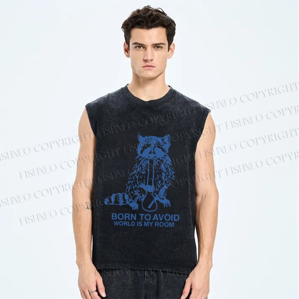 Unisex Born to Avoid Printed Washed Tank Top